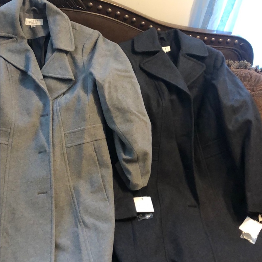 NWT  laundry bu shelli segal  long coat size 1X  very dark gray
